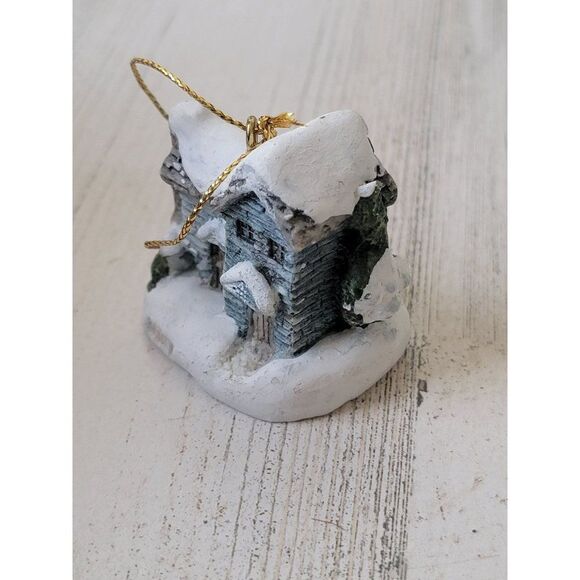 Mini Snow blue house wreath pine tree ornament Xmas decor - Picture 5 of 6